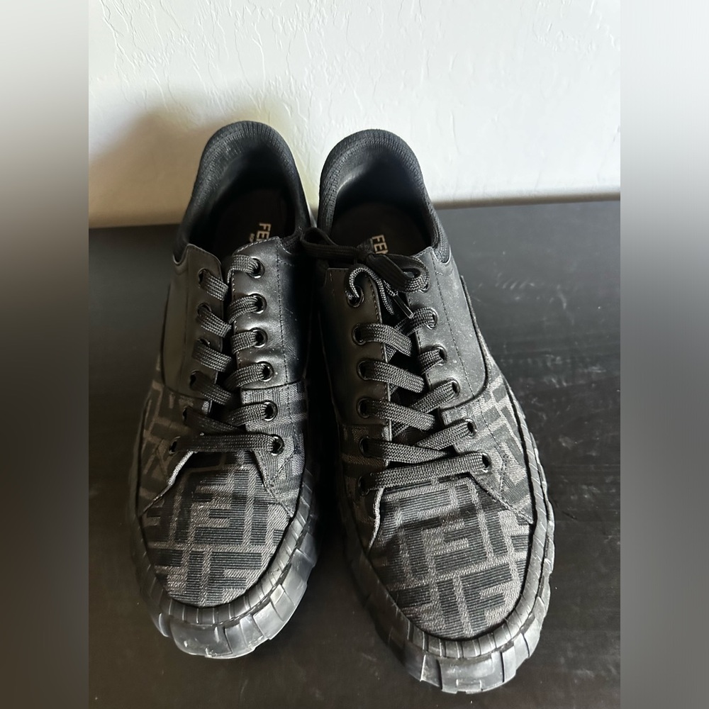 FENDI 
White & Brown ' Force' Sneakers